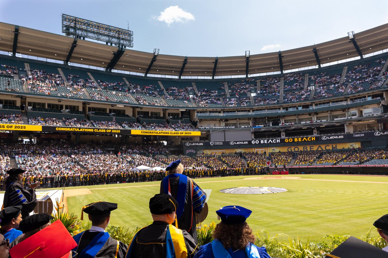 President Conoley speaks from the stage at Commencement