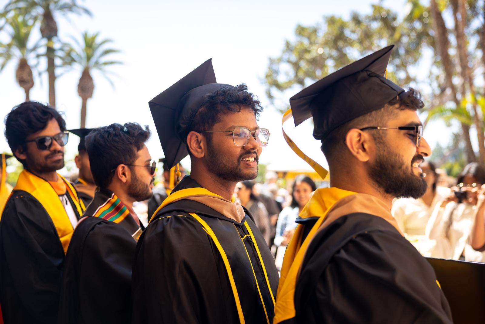 Young men after Commencement ceremonies