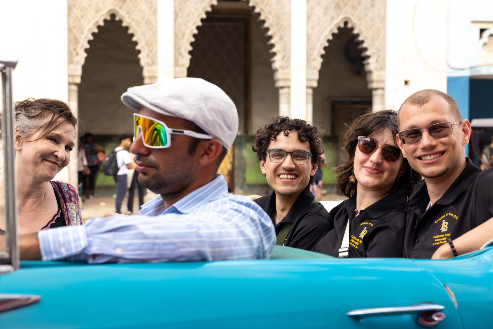 CSULB students ride with a Cuban taxi driver
