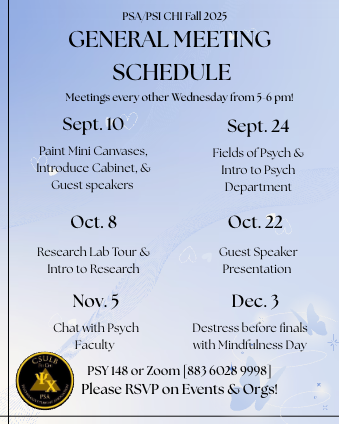 PSA & Psi Chi 2025-26 Schedule