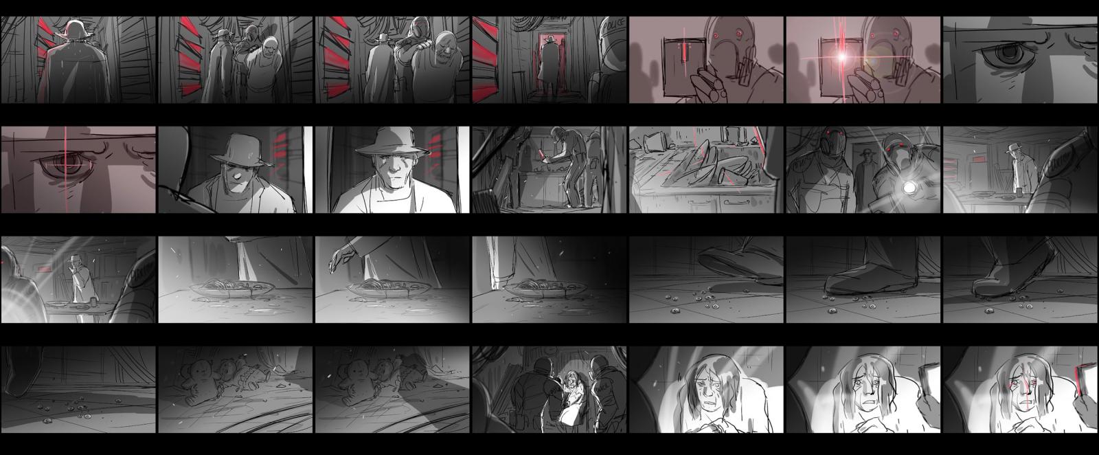 Storyboards from "Pop Squad" episode of "Love, Death & Robots" by Jennifer Yuh Nelson