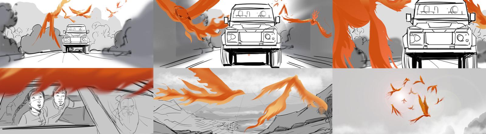 Scenes from “Shang-Chi and the Legend of the Ten Rings," drawn by Danelle Davenport  