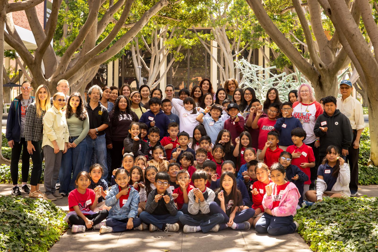 Group shot with Handy Elementary students, CSULB student teachers and other instructors