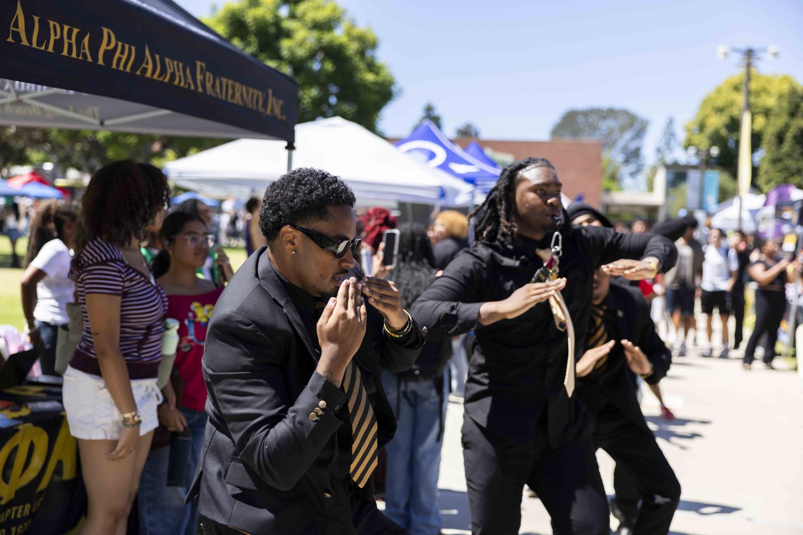 Black fraternity students dance during Week of Welcome 2026