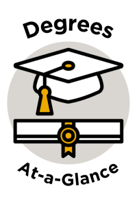 Icon of white and yellow graduation cap and degree