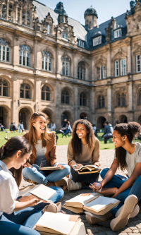 Germany Study Abroad Students sitting down studying in Germany