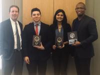 From L to R: Professor Lewis Ringel (Head Coach) Marco Romero, Vaishalee Chaudhary, and Pat Dyson (Assistant Coach) From L to R: Professor Lewis Ringel (Head Coach) Marco Romero, Vaishalee Chaudhary, and Pat Dyson (Assistant Coach)