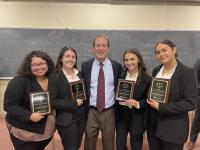 CSULB POSC Moot Court - L-R: Jacquelene Zambrano, Ashley Harding, Coach Ringel, Mikayla Brown, and Jocelyn Soto-Rivera