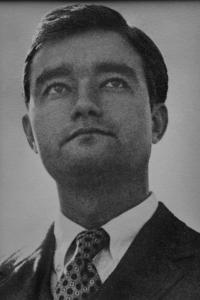 A black-and-white portrait of 1969-70 ASI President Ken Miller