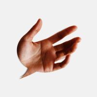hand in the shape of a quotation mark