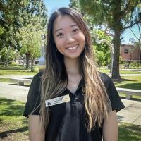 Emily Paek A person wearing a black shirt with Speech Clinic name tag