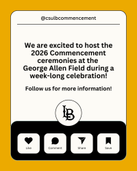 There is a yellow background and a white box with the text: We are excited to host the 2026 Commencement ceremonies at the George Allen Field during a week-long celebration!