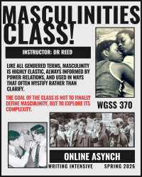 WGSS 370 Masculinities class Spring 2026 flyer