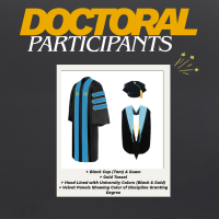 Doctoral Participants - gown, tam/cap, and hood
